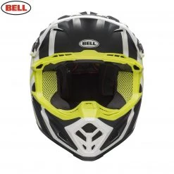 Bell Helmets BELL MX Moto-9 Mips District Matte White/Black/Green Light Motocross Helmet