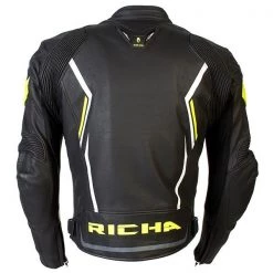 RICHA MONZA Black/Fluo Yellow Motorcycle Sports CE Leather Jacket/Trousers 2PC